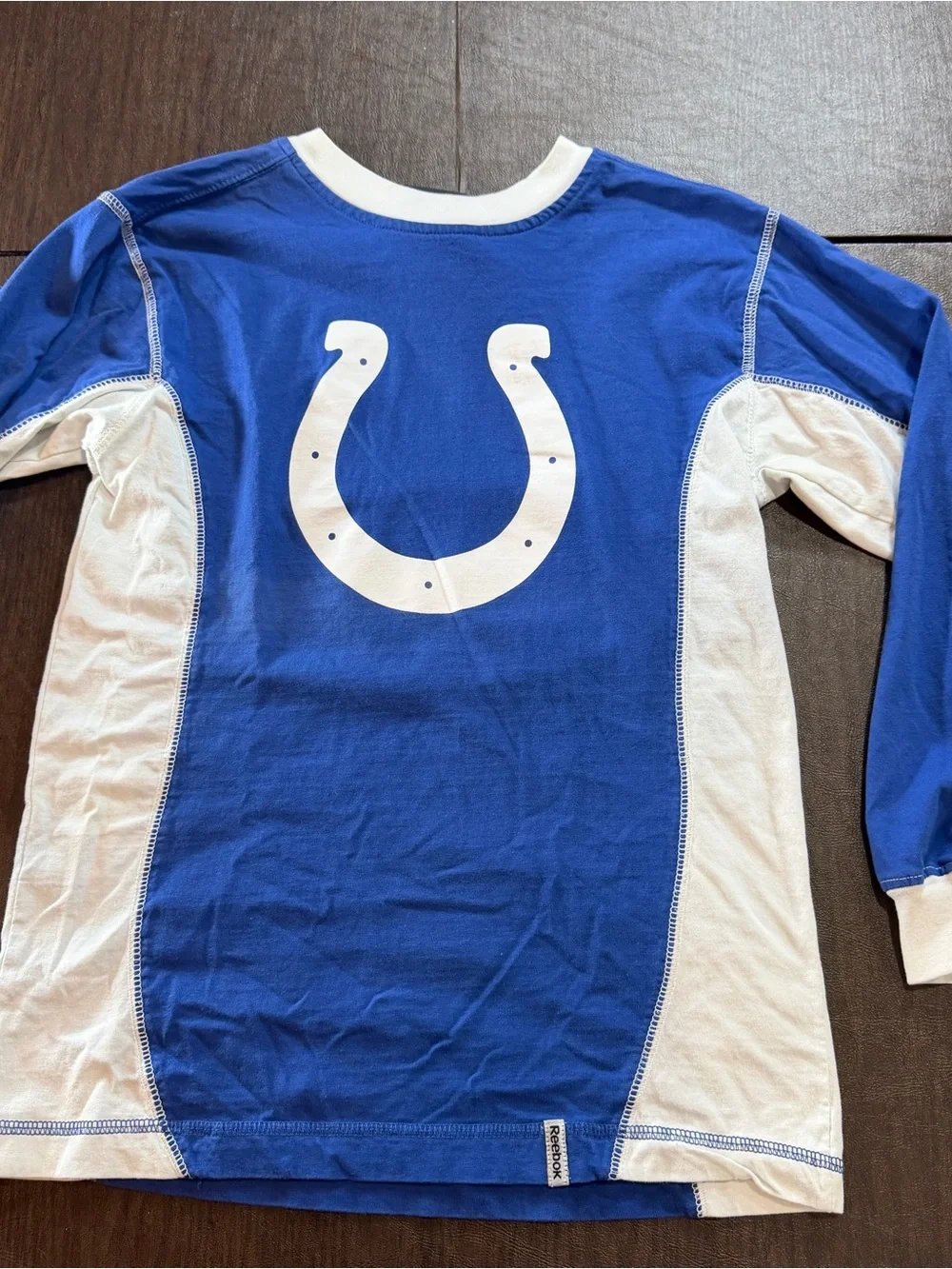 Reebok Colts Youth Horseshoe Graphic Long Sleeve Shirt Sz M (10-12)